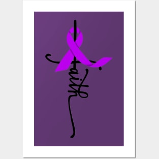 Faith Awareness Ribbon (Purple) Posters and Art